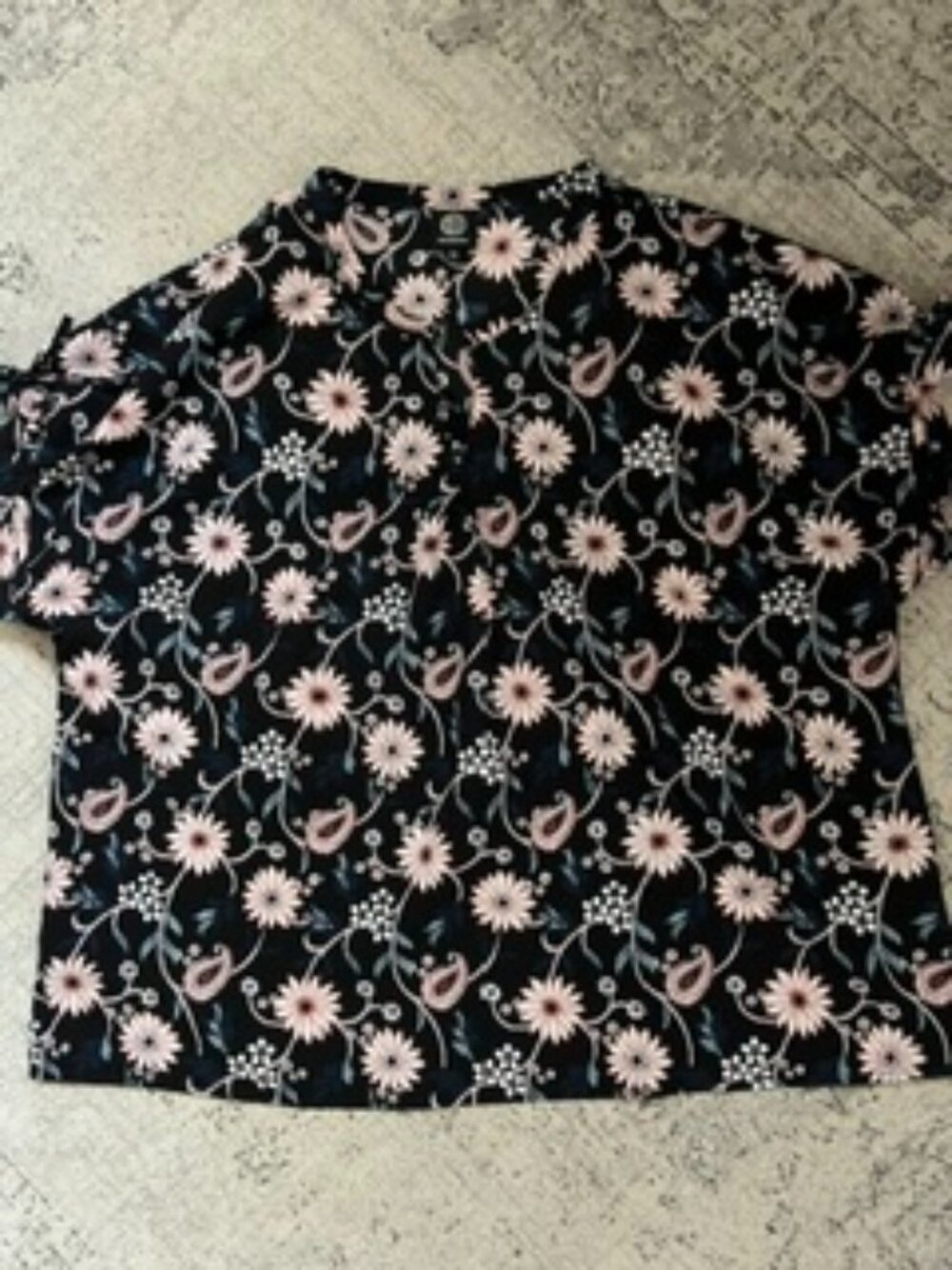 🧡3/$15 Bobeau Black Floral Paisley Blouse Fluttery Sleeves Women's 2X